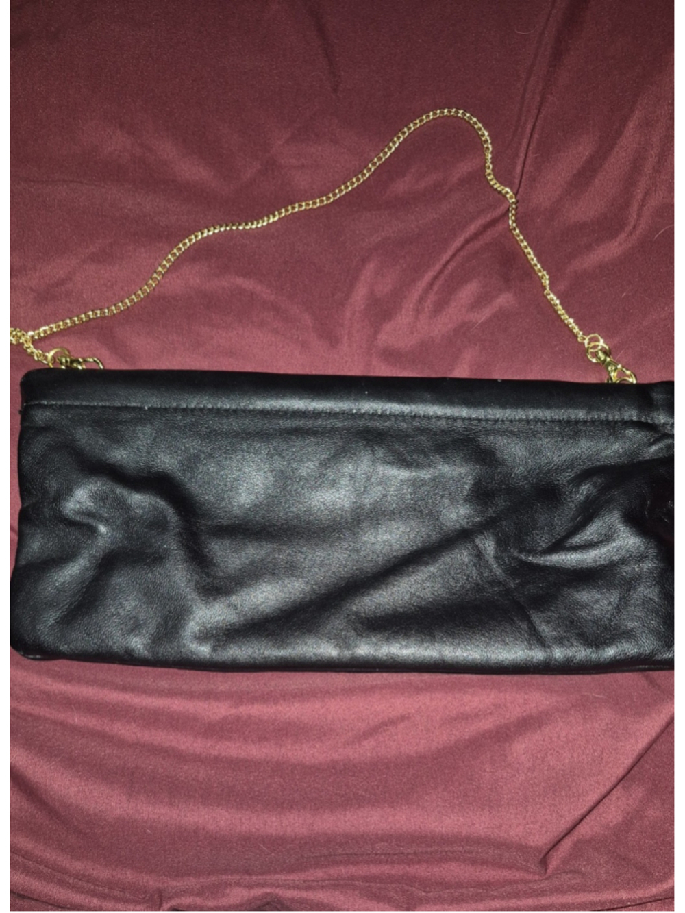 Great American Leatherworks Black & Bronze Floral Leather Clutch removable chain - Picture 2 of 8